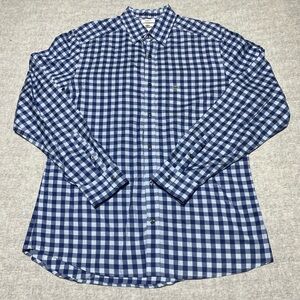 Lacoste Shirt Mens 40 Medium Blue Check Modern Fit Button Preppy Heritage Class